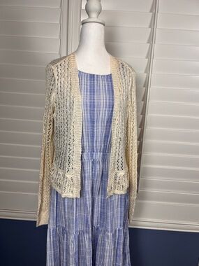 LC Lauren Conrad Cream Open-Knit Cardigan NWT Size M Costal Boho grandmacore